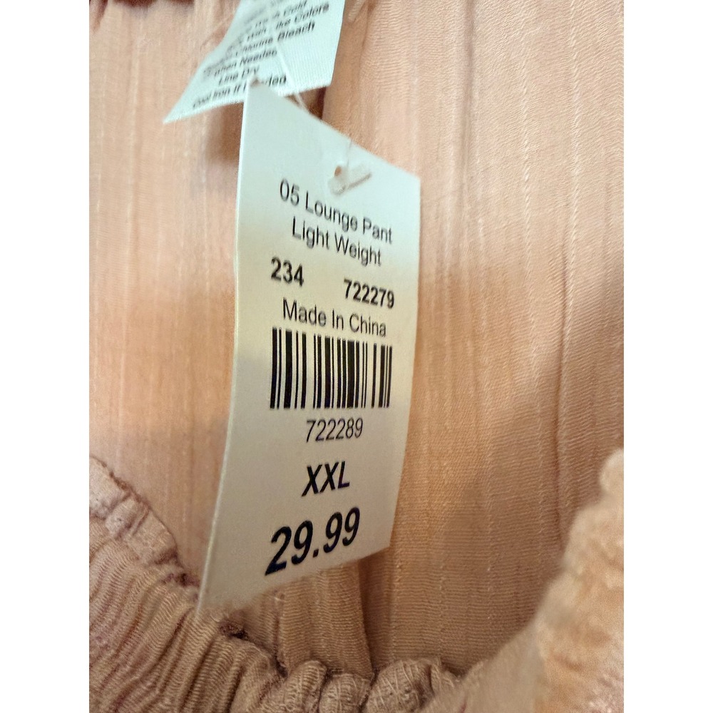 New Womens XXL Peach Crinkle Gauze Wide Leg Lounge Pants Drawstring RN 110545 - Picture 5 of 6